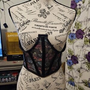 Neon Mesh Butterfly Under Bust Waist Cincher